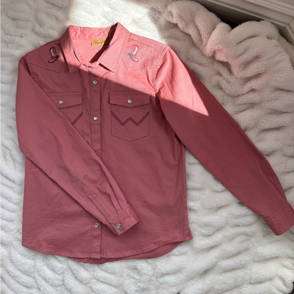 Girl’s Long Sleeve Solid Western Snap Shirt